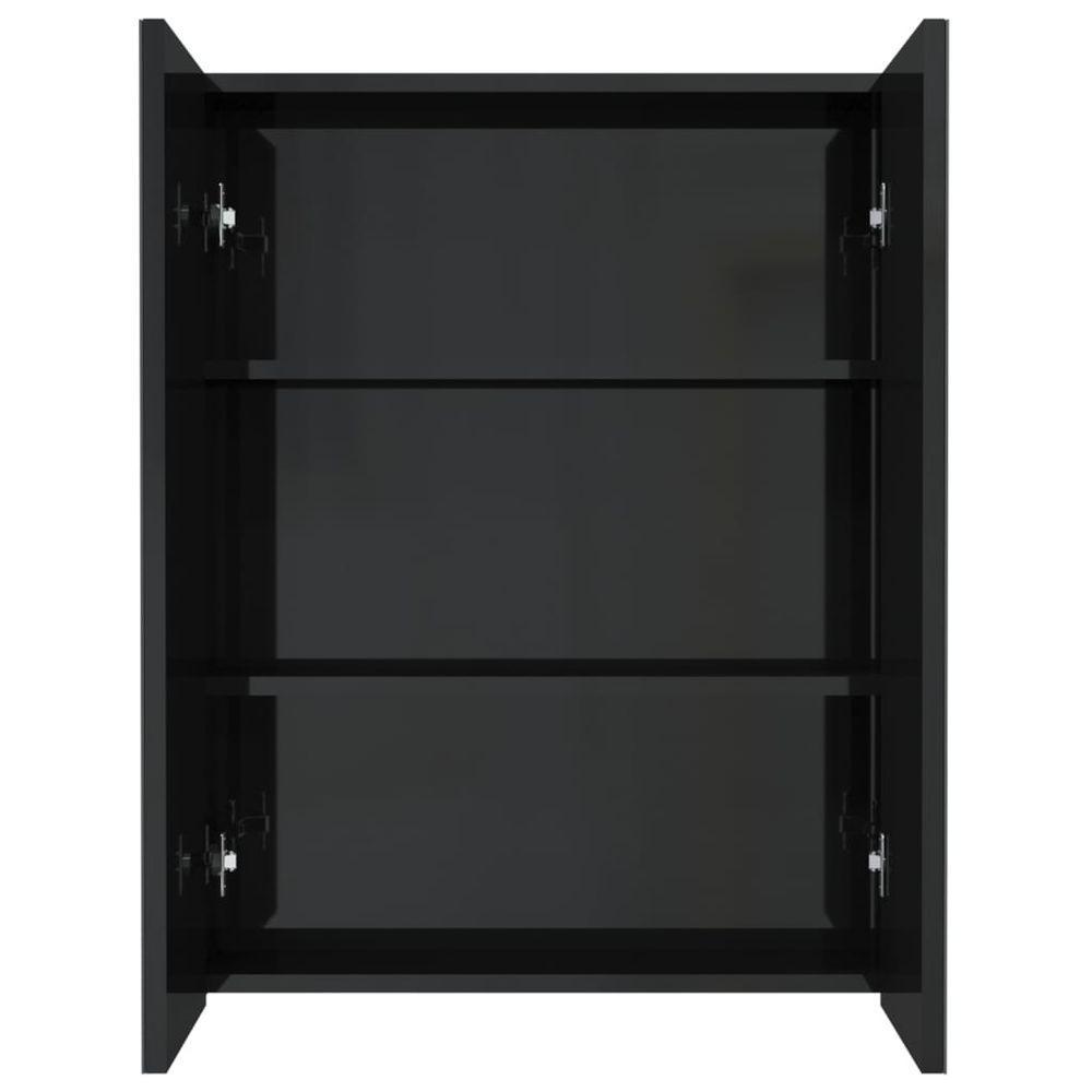 Bathroom Mirror Cabinet 60x15x75 cm MDF Shining Black vidaXL