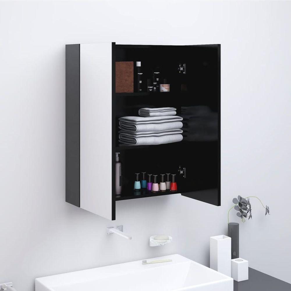 Bathroom Mirror Cabinet 60x15x75 cm MDF Shining Black anthracite vidaXL