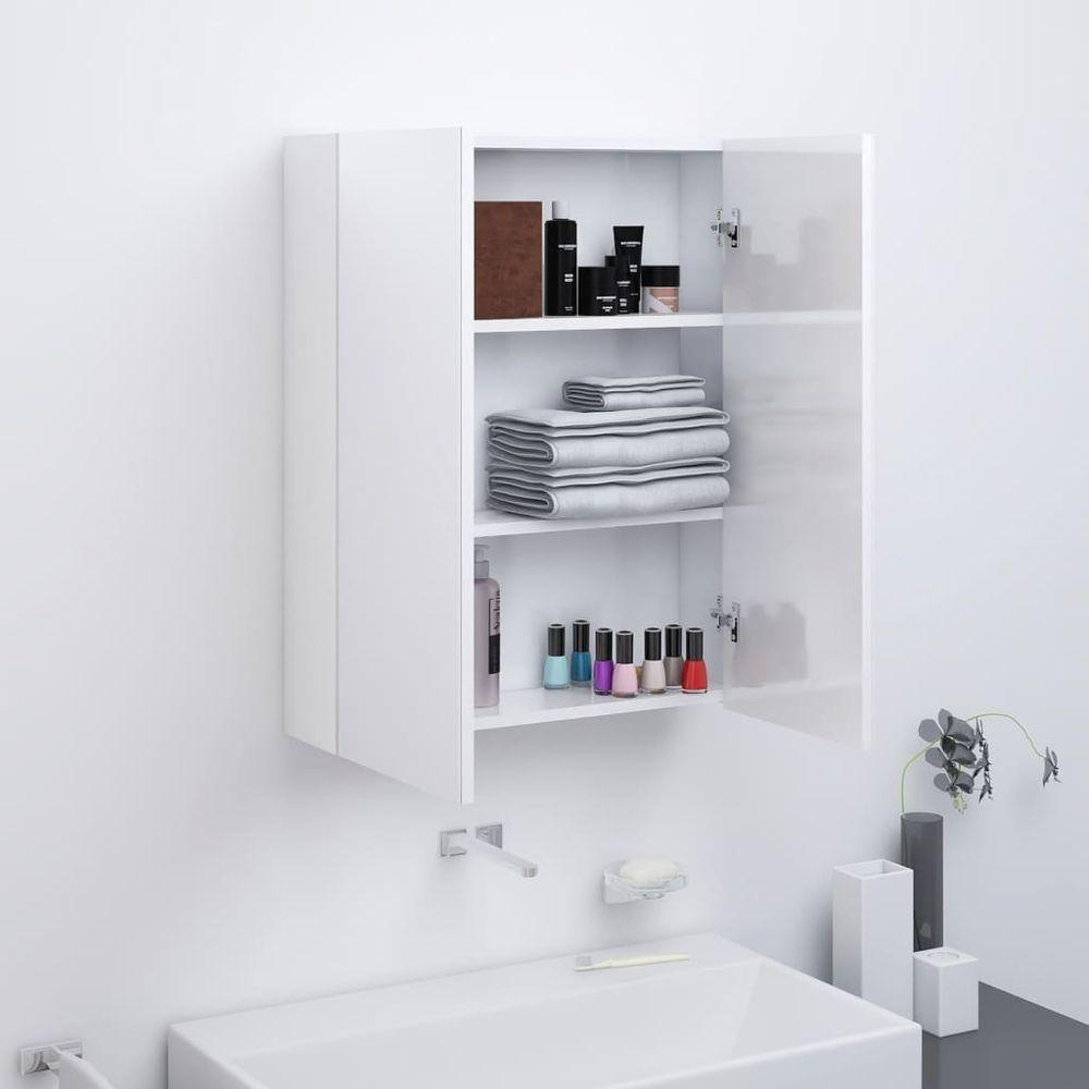 Bathroom Mirror Cabinet 60x15x75 cm MDF Shining Black shining white vidaXL