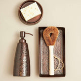 Orsina Soap Dish with a rustic design, featuring a soap bar and a natural bristle brush for bathroom accessories