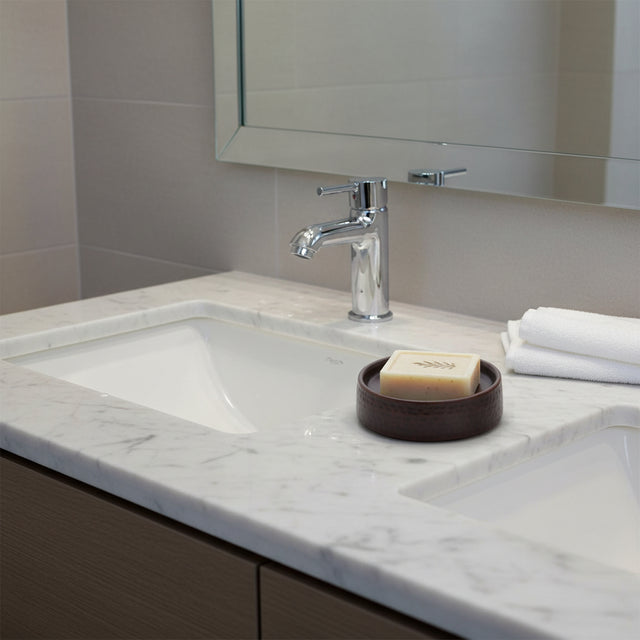 Orsina Soap Dish in a Modern Marble Bathroom with a Stylish Basin and Soft Towels