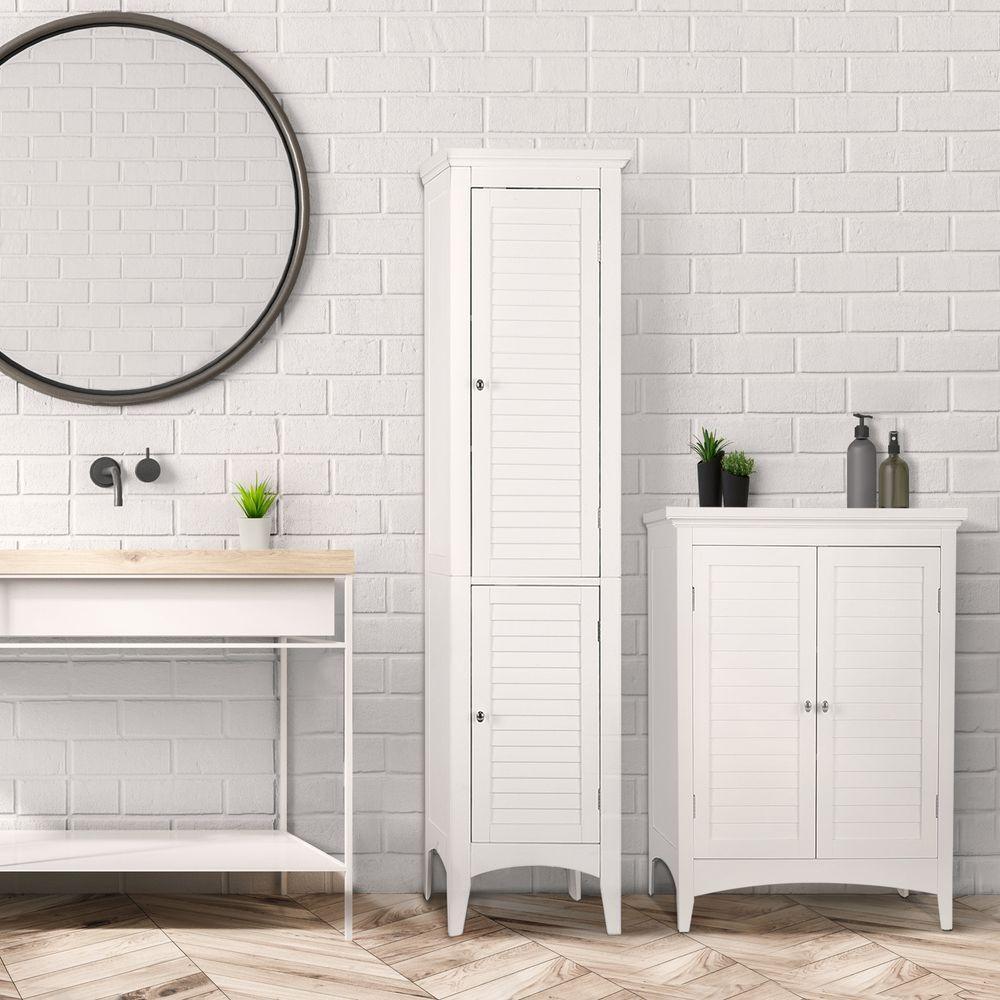 Bathroom White Wooden Free Standing Tall Cabinet ELG-588 Teamson Home