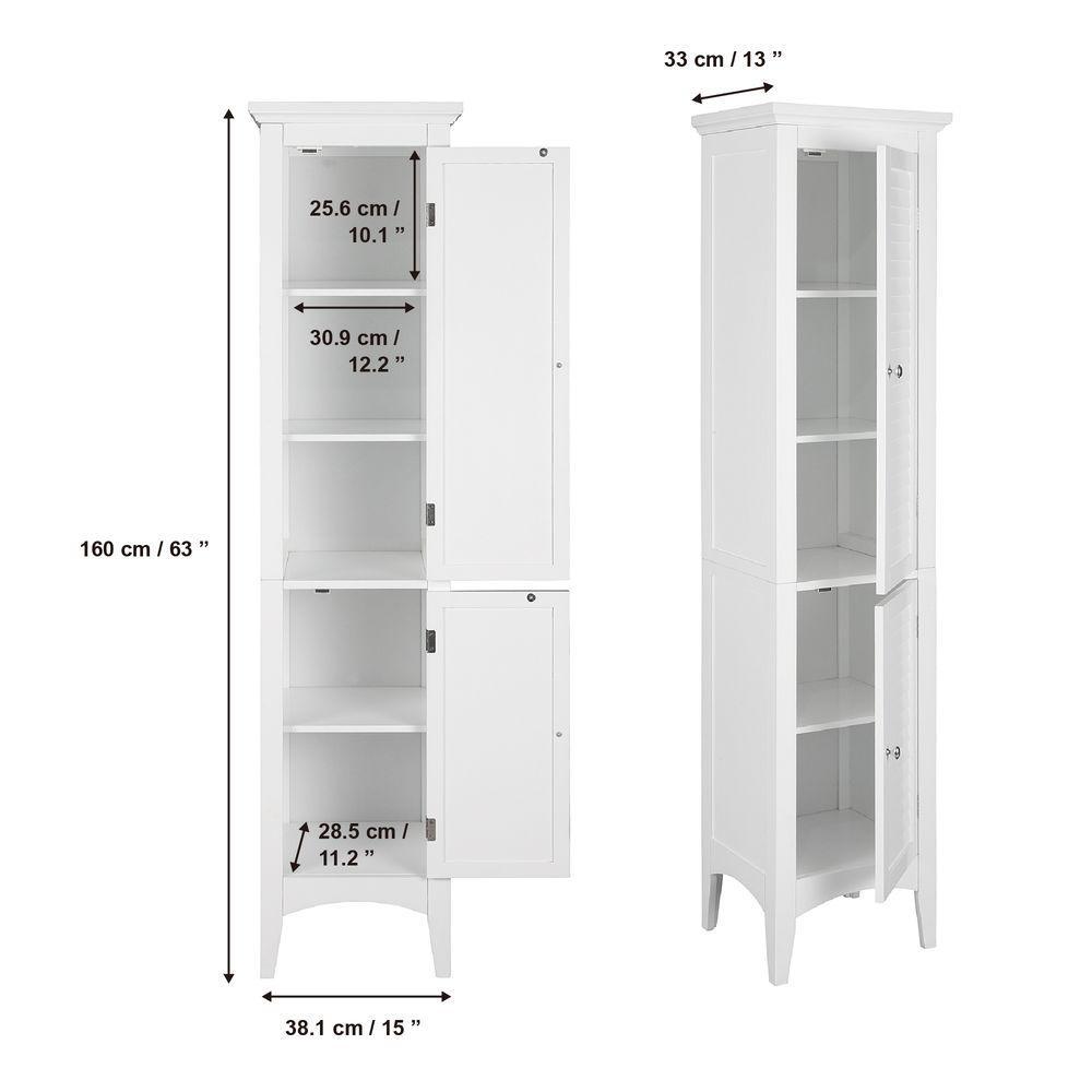 Bathroom White Wooden Free Standing Tall Cabinet ELG-588 Teamson Home