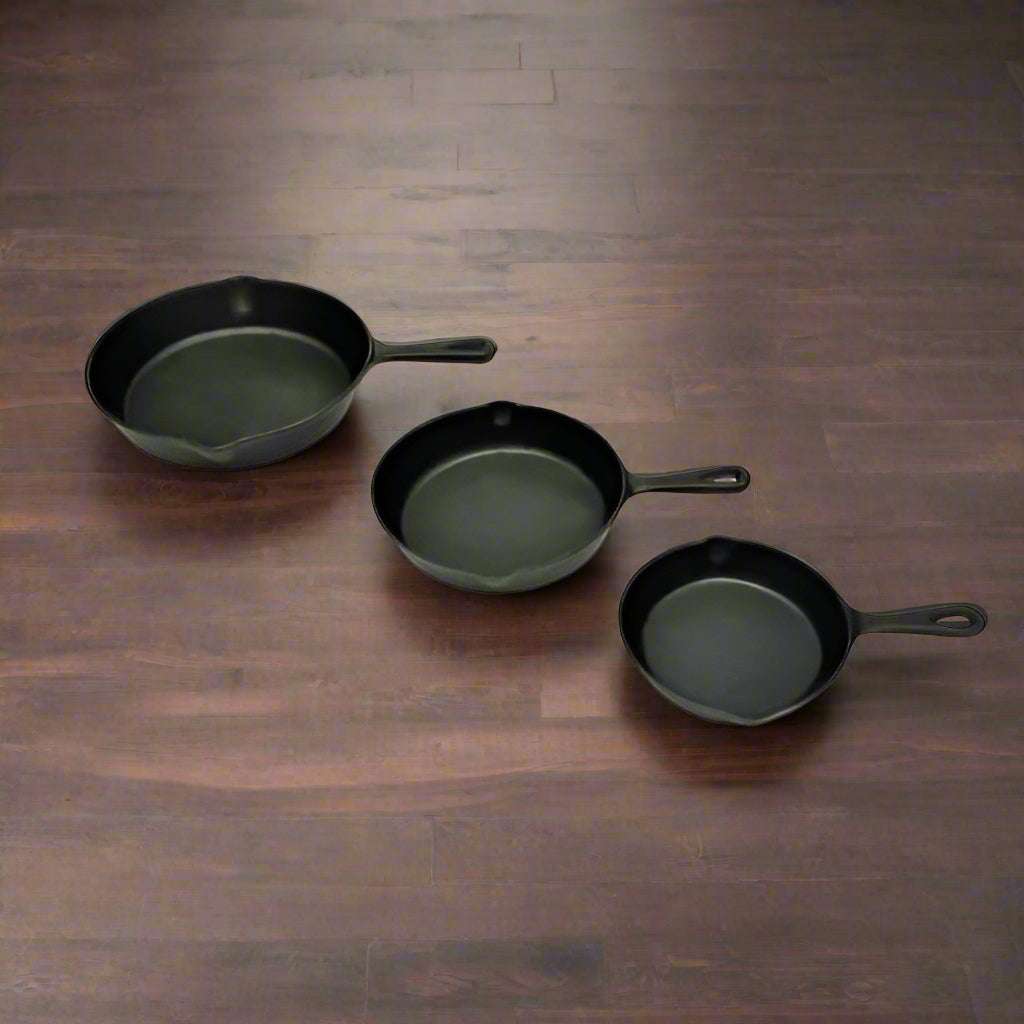 vidaXL BBQ Steak Pans Set of 3 Cast Iron Skillets vidaXL