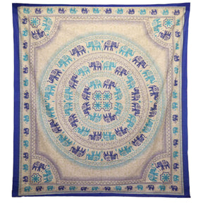 Wall Hanging and Beach Spread - Elephant Mandala - Blues AW Dropship UK
