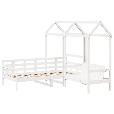 vidaXL Day Bed and Bench Set with Roof White 80x200 cm Solid Wood Pine vidaXL