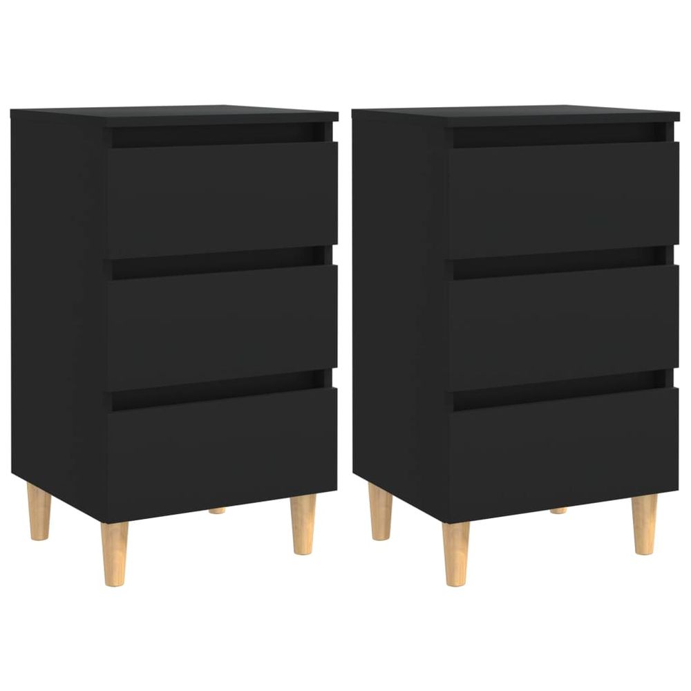 vidaXL Bed Cabinet with Solid Wood Legs Smoked Oak 40x35x69 cm vidaXL