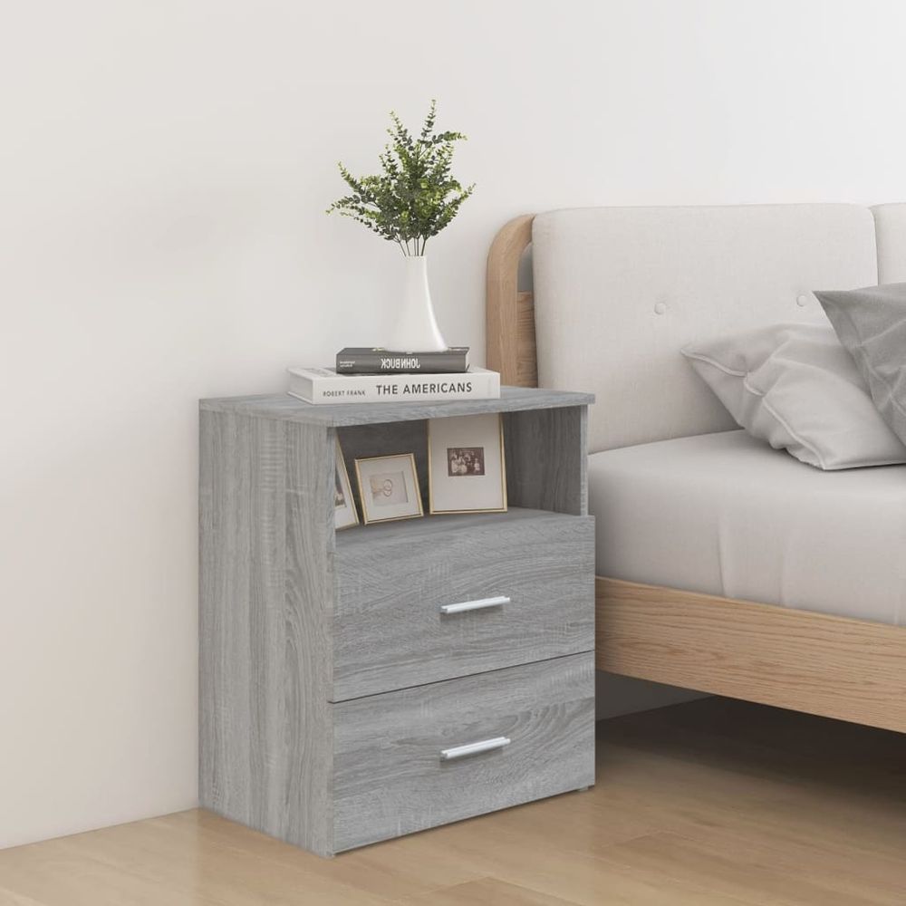 vidaXL Bed Cabinet Smoked Oak 50x32x60 cm vidaXL
