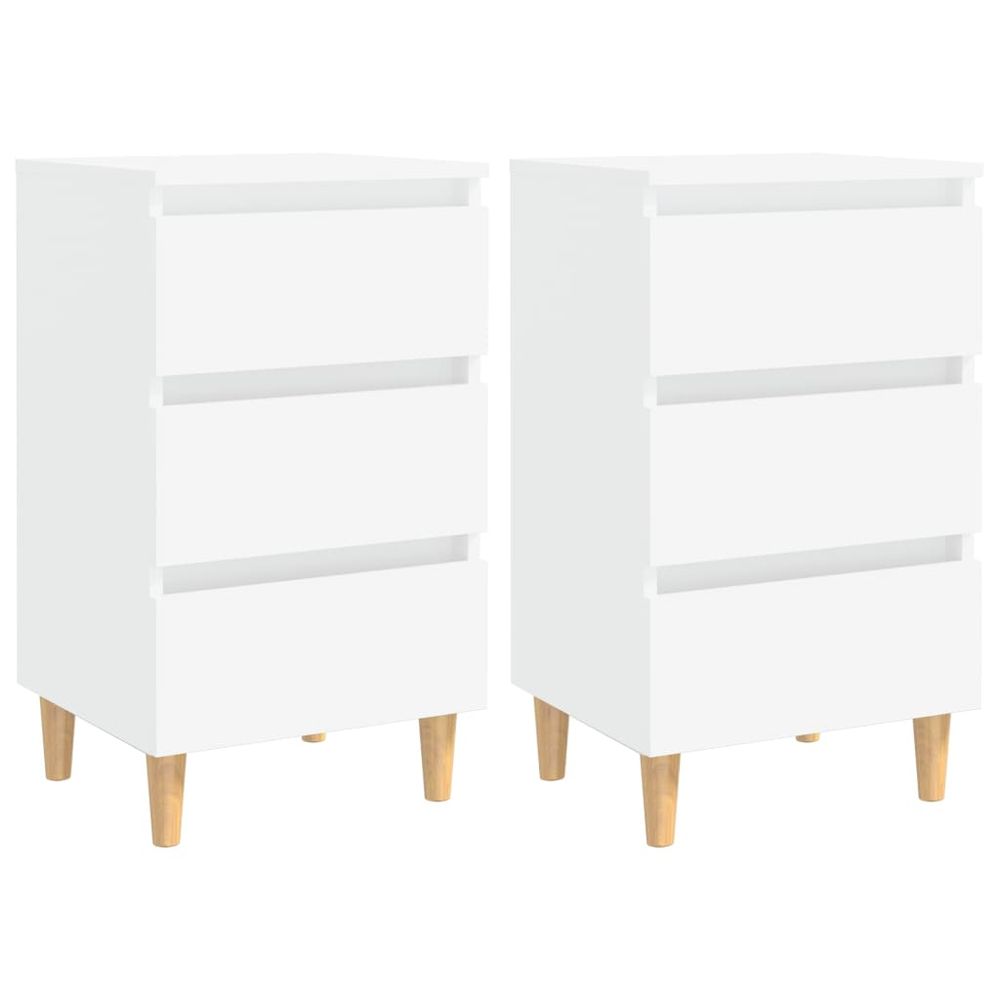 vidaXL Bed Cabinet with Solid Wood Legs Smoked Oak 40x35x69 cm vidaXL