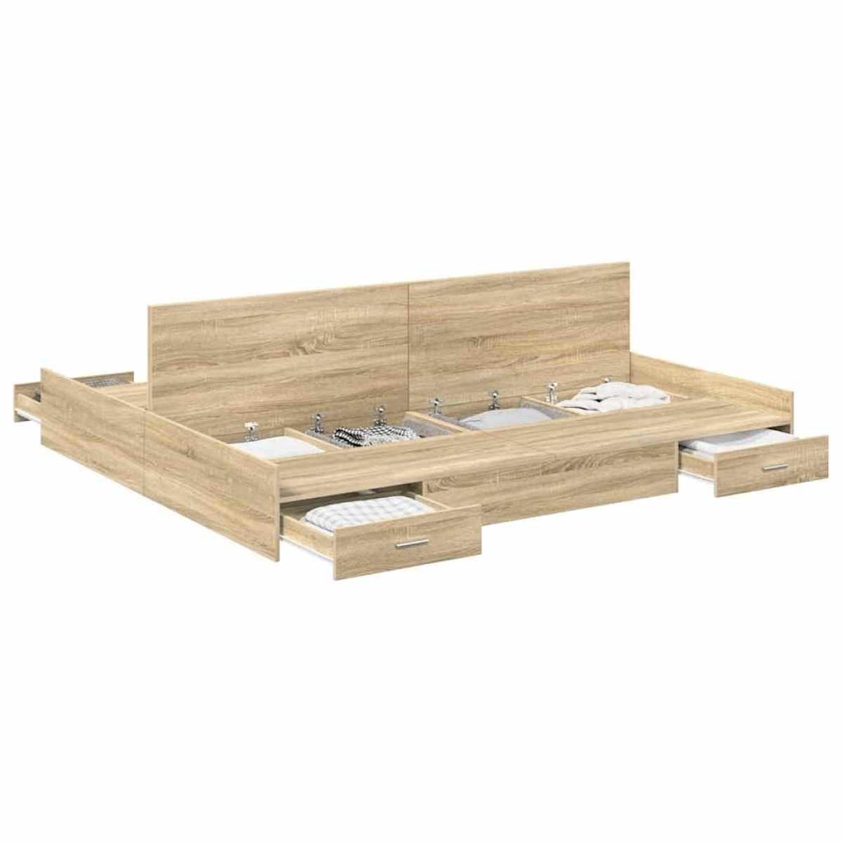 vidaXL Storage Bed Frame Sonoma oak 180 x 200 cm Engineered wood vidaXL