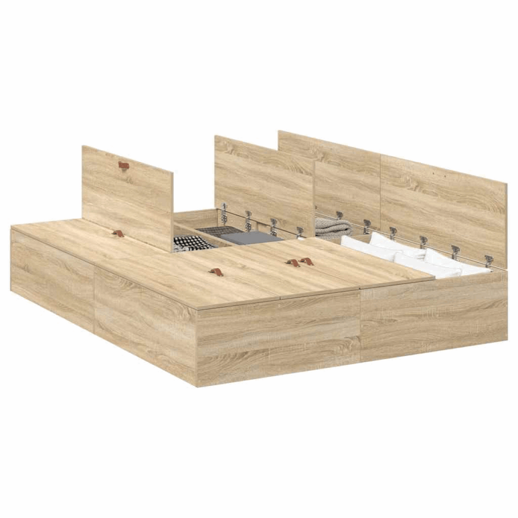 vidaXL Bed Frame Sonoma oak 200 x 150 x 31.5 cm Engineered wood vidaXL