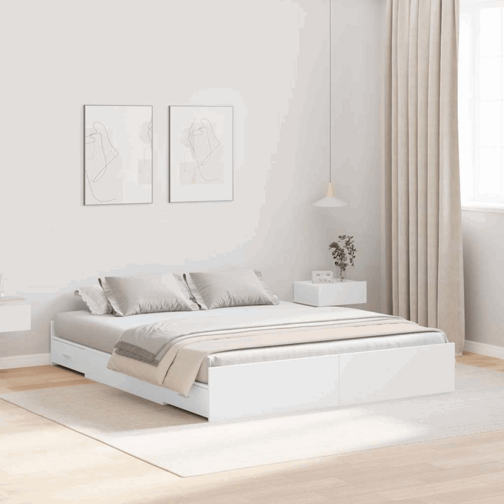 vidaXL Storage Bed Frame White 160 x 200 cm Engineered wood vidaXL