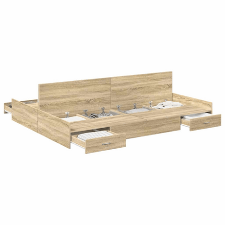 vidaXL Storage Bed Frame Sonoma oak 160 x 200 cm Engineered wood vidaXL