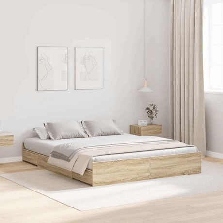 vidaXL Storage Bed Frame Sonoma oak 160 x 200 cm Engineered wood vidaXL