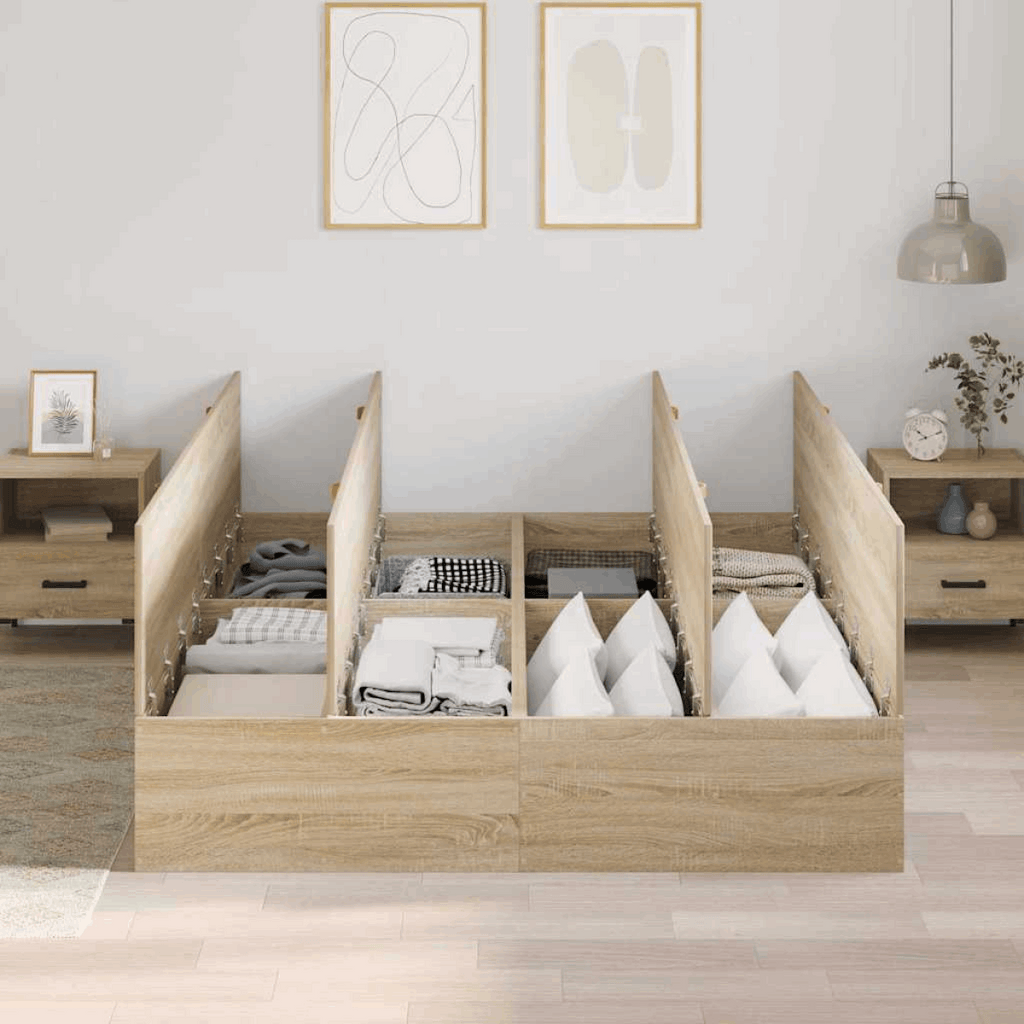 vidaXL Bed Frame Sonoma oak 200 x 150 x 31.5 cm Engineered wood vidaXL