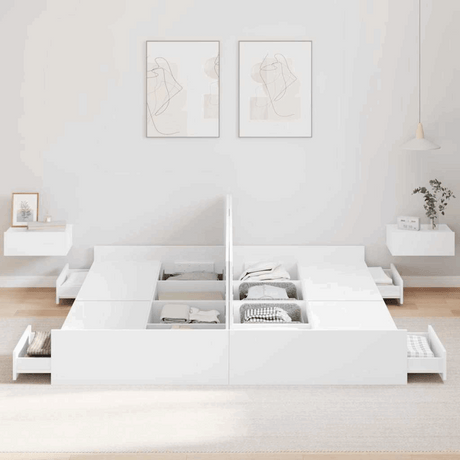 vidaXL Storage Bed Frame White 180 x 200 cm Engineered wood vidaXL
