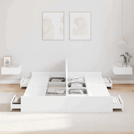vidaXL Storage Bed Frame White 150 x 200 cm Engineered wood vidaXL