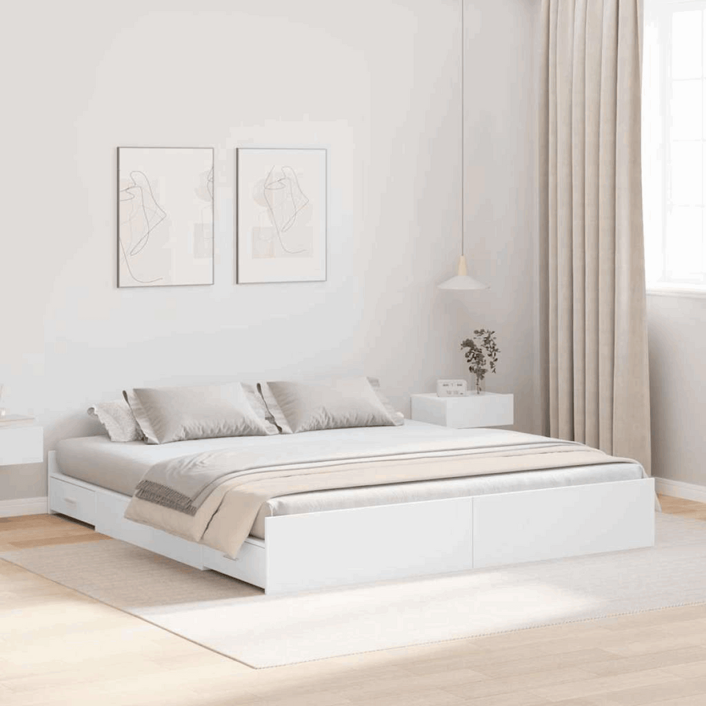 vidaXL Storage Bed Frame White 180 x 200 cm Engineered wood vidaXL