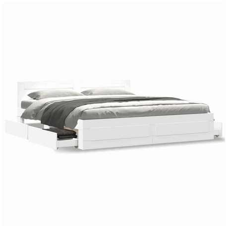 vidaXL Bed Frame with Headboard White 200x200 cm Engineered Wood vidaXL