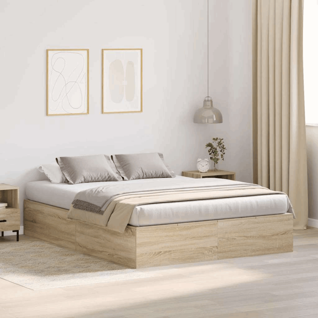 vidaXL Bed Frame Sonoma oak 200 x 160 x 31.5 cm Engineered wood vidaXL
