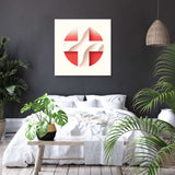 Modern wall art canvas featuring abstract design with red and neutral tones for stylish home decor