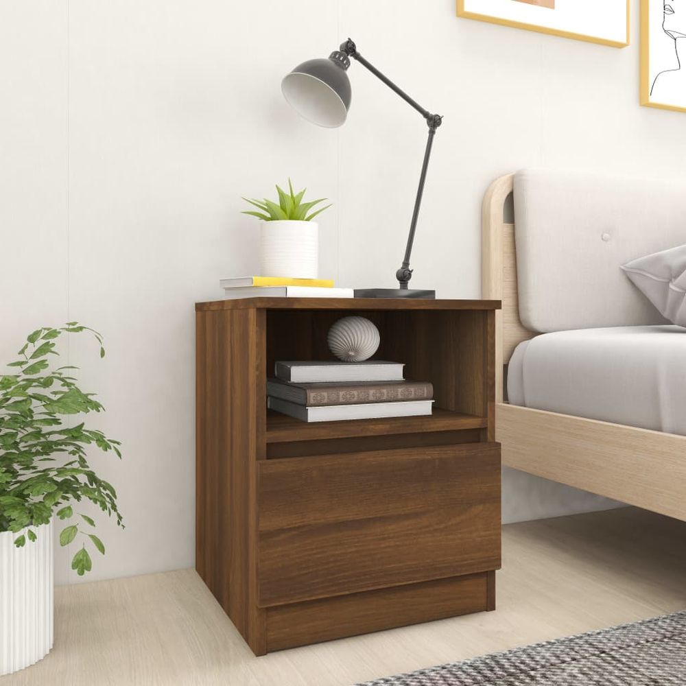 vidaXL Bedside Cabinet Smoked Oak 40x40x50 cm Engineered Wood vidaXL