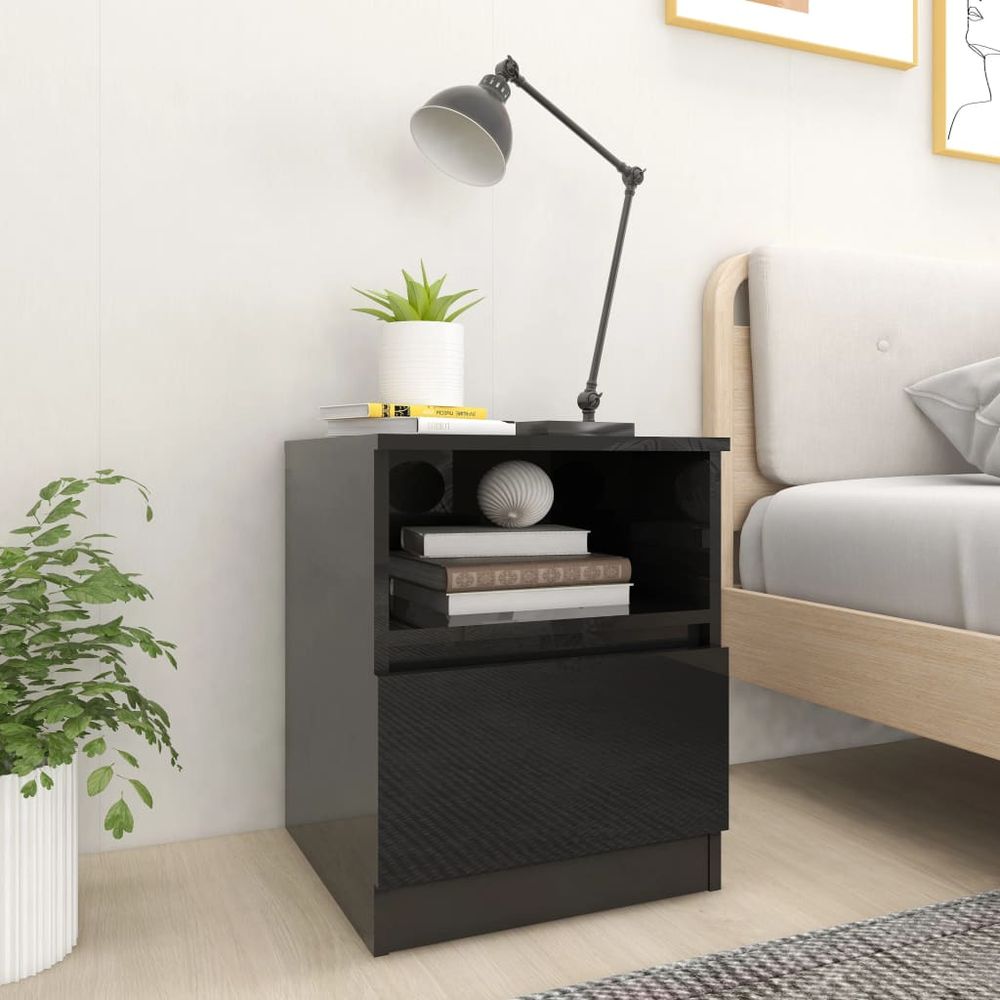 vidaXL Bedside Cabinet Smoked Oak 40x40x50 cm Engineered Wood vidaXL