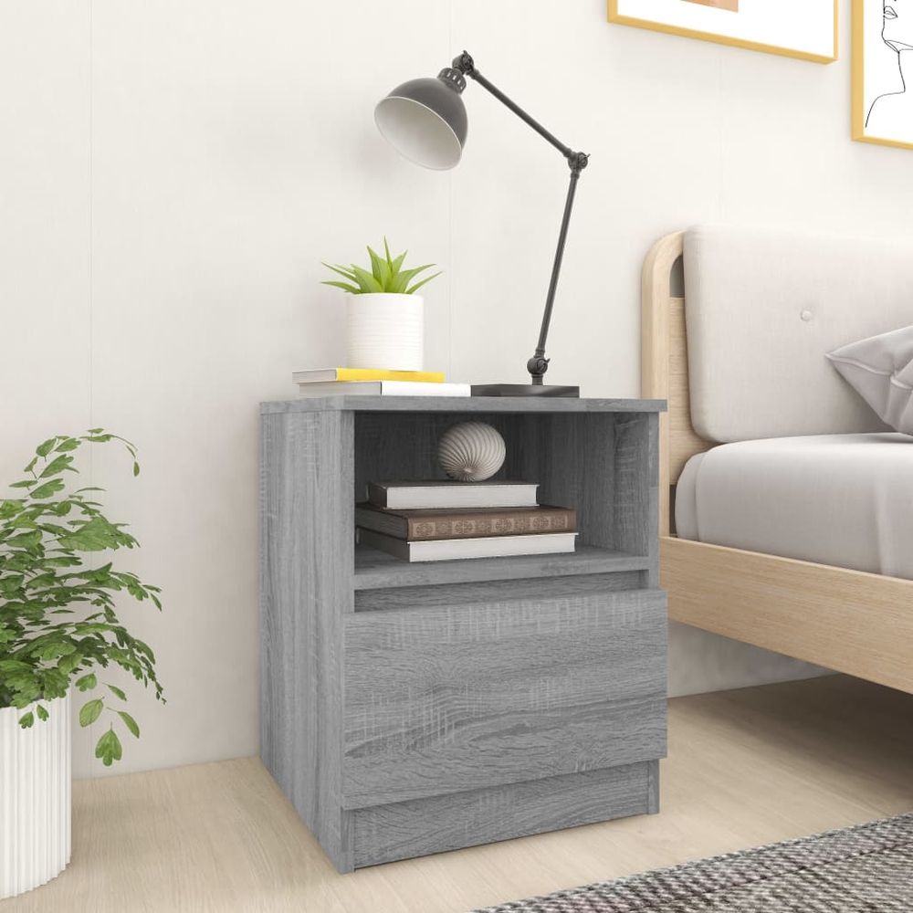 vidaXL Bedside Cabinet Smoked Oak 40x40x50 cm Engineered Wood vidaXL