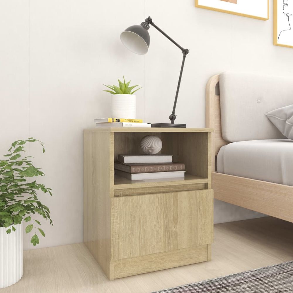 vidaXL Bedside Cabinet Smoked Oak 40x40x50 cm Engineered Wood vidaXL
