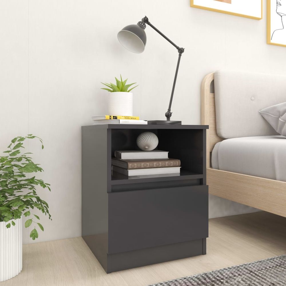 vidaXL Bedside Cabinet Smoked Oak 40x40x50 cm Engineered Wood vidaXL