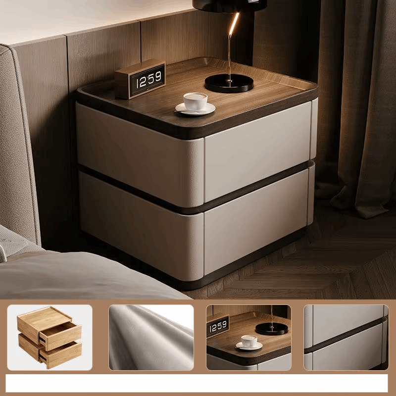 Klassyx Bedside Cabinet with two drawers and a modern wood finish for stylish bedroom storage