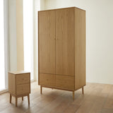 Fishe and Lilly Bedside Table in natural wood finish with two drawers for stylish bedroom storage