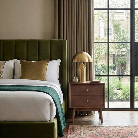 Fishe and Lilly Bedside Table in Brown Wood with Stylish Storage and Modern Design