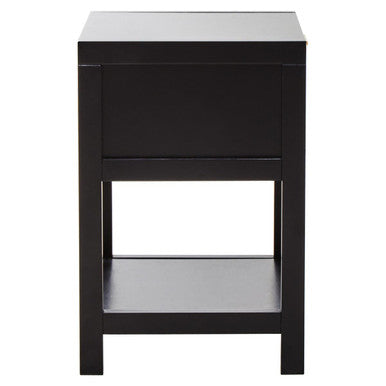 Orsina modern black bedside table with one drawer and lower shelf for storage