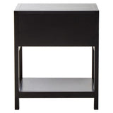 Orsina Black Bedside Table with Storage Drawer and Lower Shelf for Bedroom Organisation
