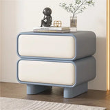 Klassyx Bedside Table in Blue and Cream with Modern Curved Design and Two Drawers