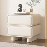 Modern Klassyx Bedside Table in cream with rounded edges and stylish decor atop