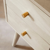 Fishe and Lilly Bedside Table with Natural Finish and Gold Drawer Pulls for Modern Bedrooms