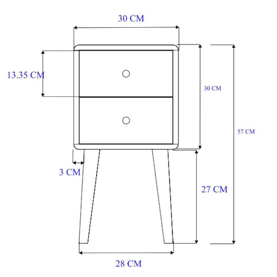 Fishe and Lilly Bedside Table with two drawers and modern design for stylish bedrooms