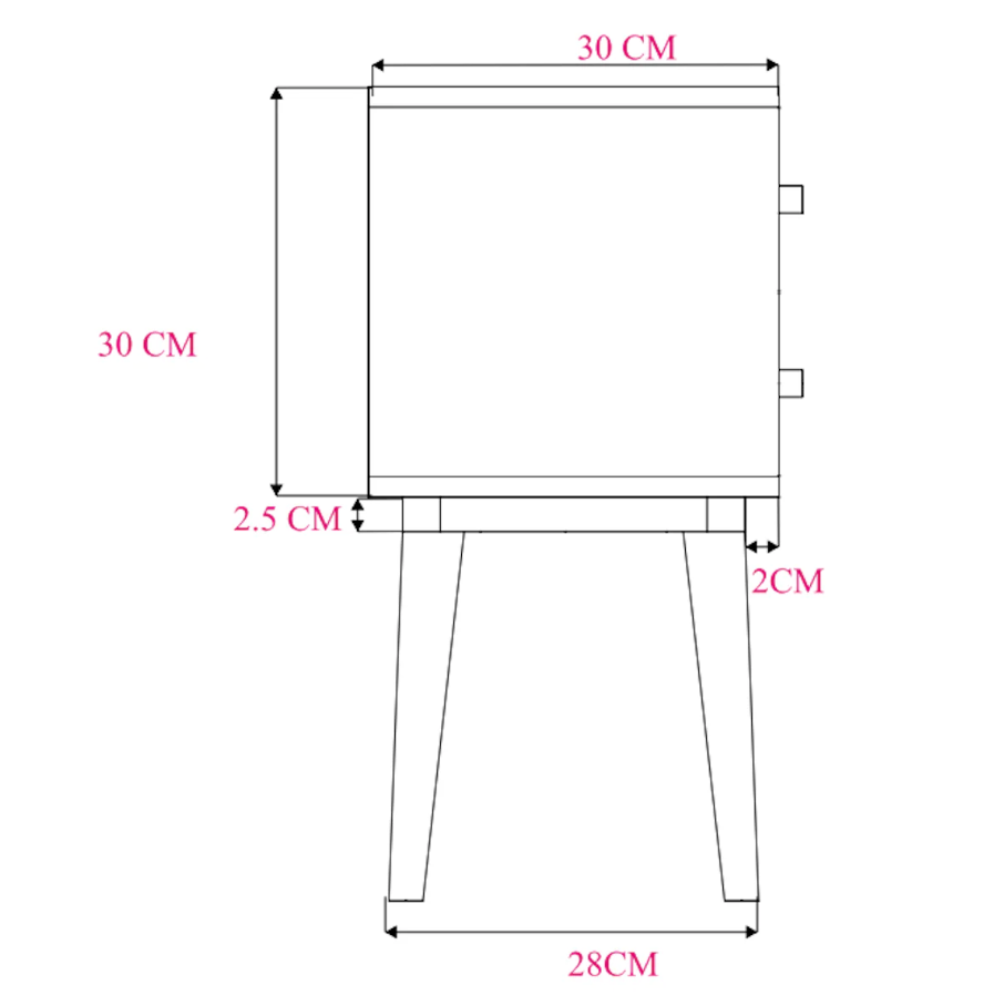 Fishe and Lilly Bedside Table with a modern design and clean lines in a compact size