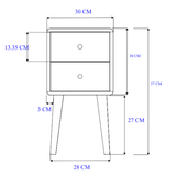 Fishe and Lilly Bedside Table with two drawers and wooden legs, perfect for bedroom storage