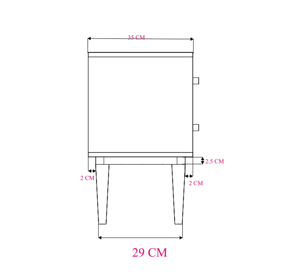 Fishe and Lilly Bedside Table with Minimalist Design and Dimensions for Easy Setup
