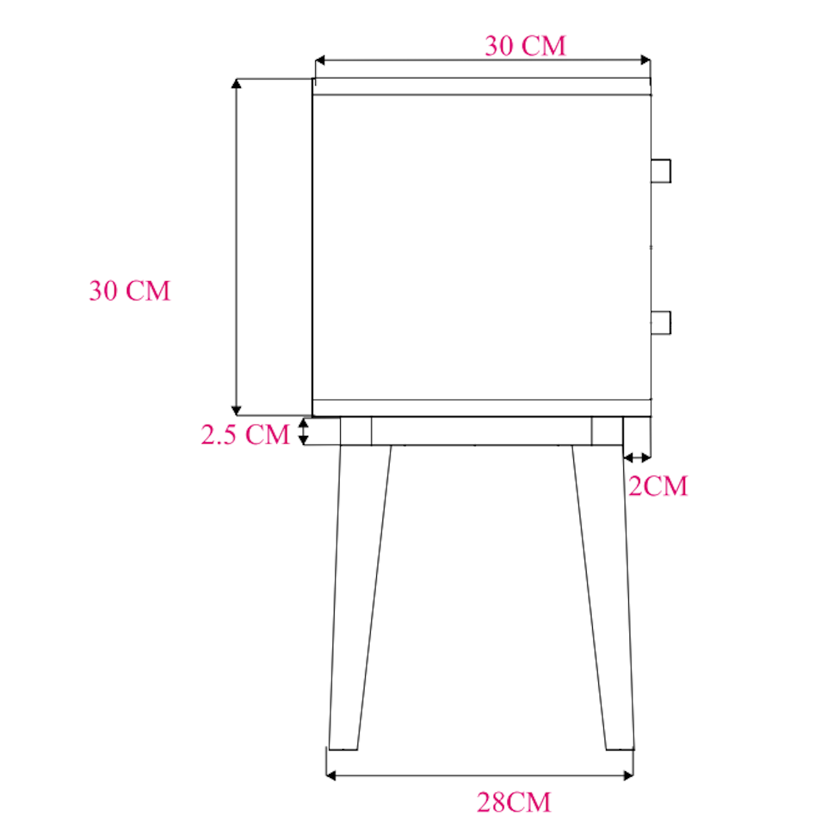 Fishe and Lilly bedside table with a minimalist design and sturdy legs, perfect for any bedroom decor