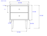 Fishe and Lilly Bedside Table with two drawers and elegant leg design in a modern style