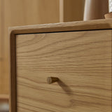 Fishe and Lilly Bedside Table with a Warm Wooden Finish and Minimalist Drawer Handle