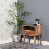 Marlow Light Mango Wood Bedside Table with 1 Drawer & Open Slot Verty Furniture