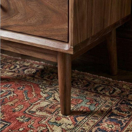 Fishe and Lilly Bedside Table in walnut finish with sleek legs and modern design