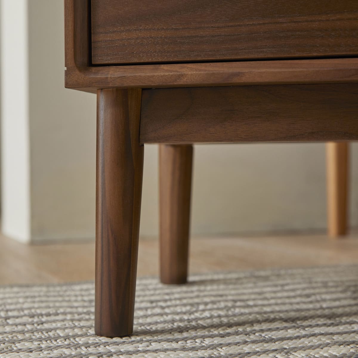 Fishe and Lilly Bedside Table with elegant wooden design and tapered legs for modern bedrooms