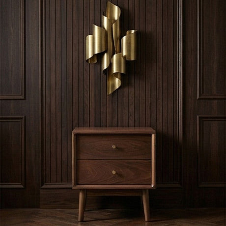 Stylish Fishe and Lilly bedside table in walnut finish with two drawers for organised storage