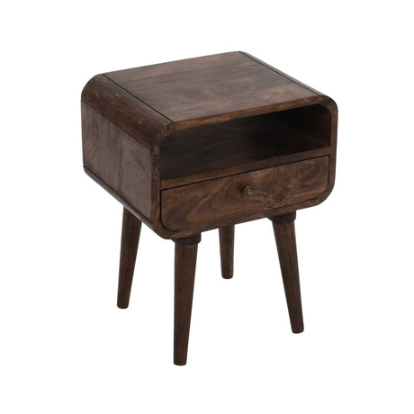 Franklin Dark Mango Wood Bedside Table with Drawer Verty Furniture